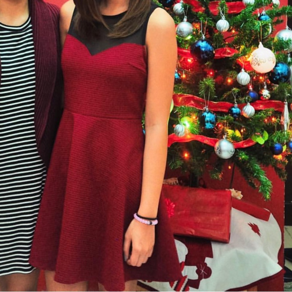 RED forever 21 dress with mesh